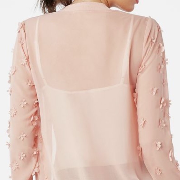 JustFab 3D Floral Bomber Pink Jacket, Size Medium, NWT - Picture 6 of 12